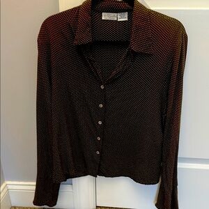 Brown Silk Polka Dot Women's Blouse